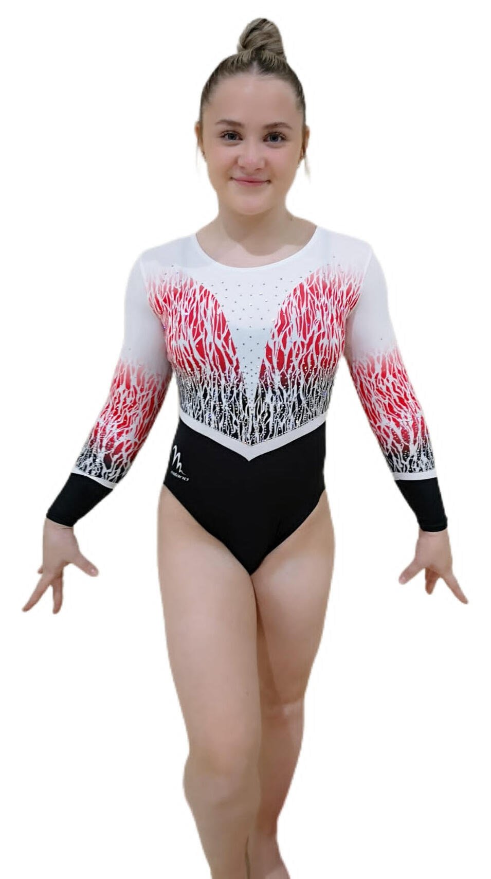 Milano Infuse L S Leotard Red Black Total Gymnastics Direct